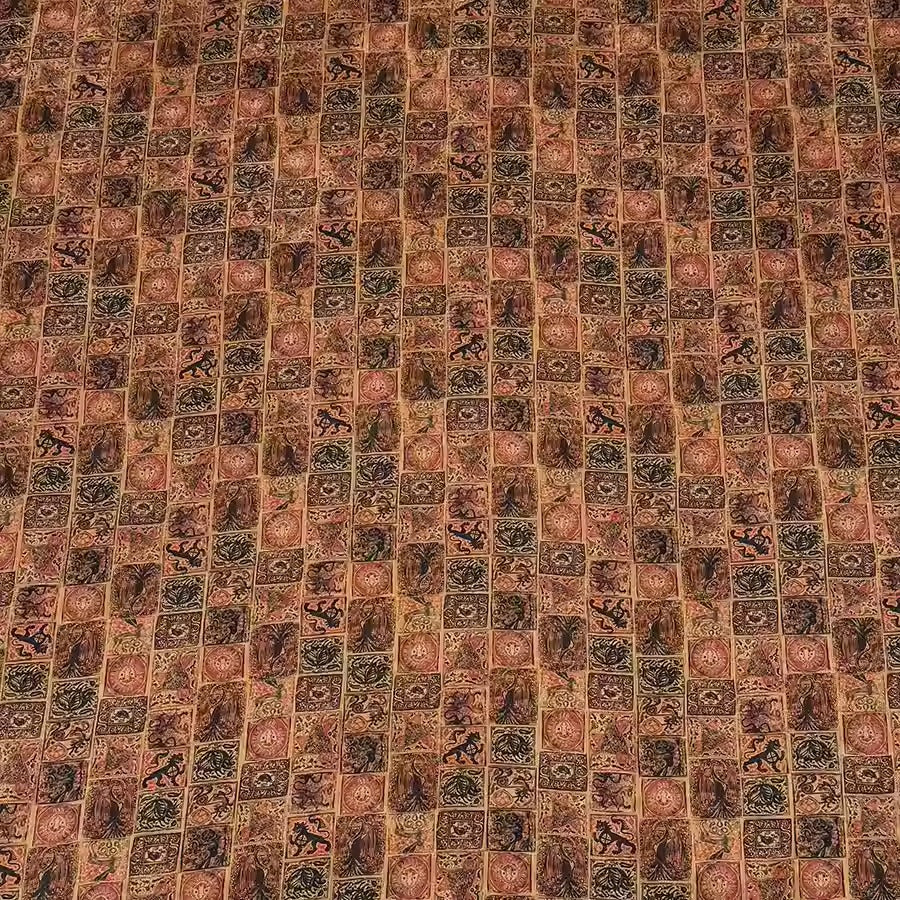 XYHYS 动物格子- Jacquard HUALUO Hongyunsha silk fabric, 25 momme openwork texthture, 110cm by e Yard