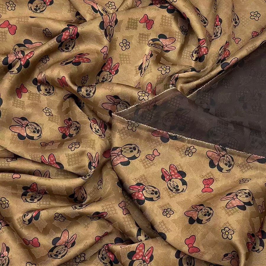 米奇 Mud Silk fabric, Jacquard HUALUO, 25 momme 110cm wide by the Yard