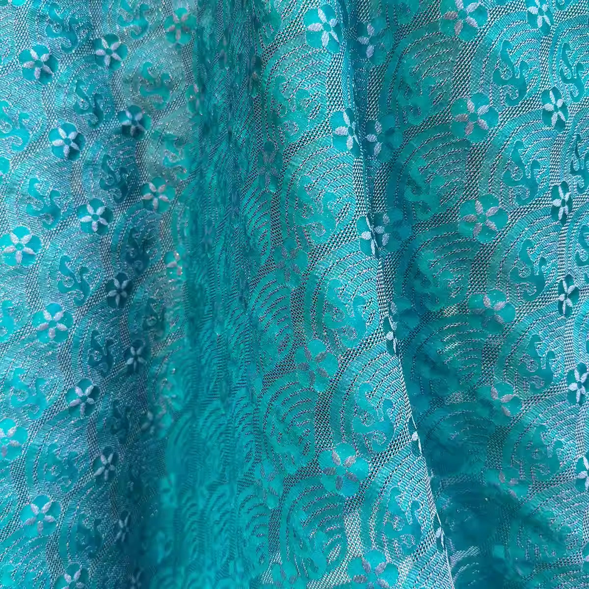 李德喜。四经八纬色织罗XYLN002 - Leno silk fabric, blue, 25 momme 114cm wide by the yard