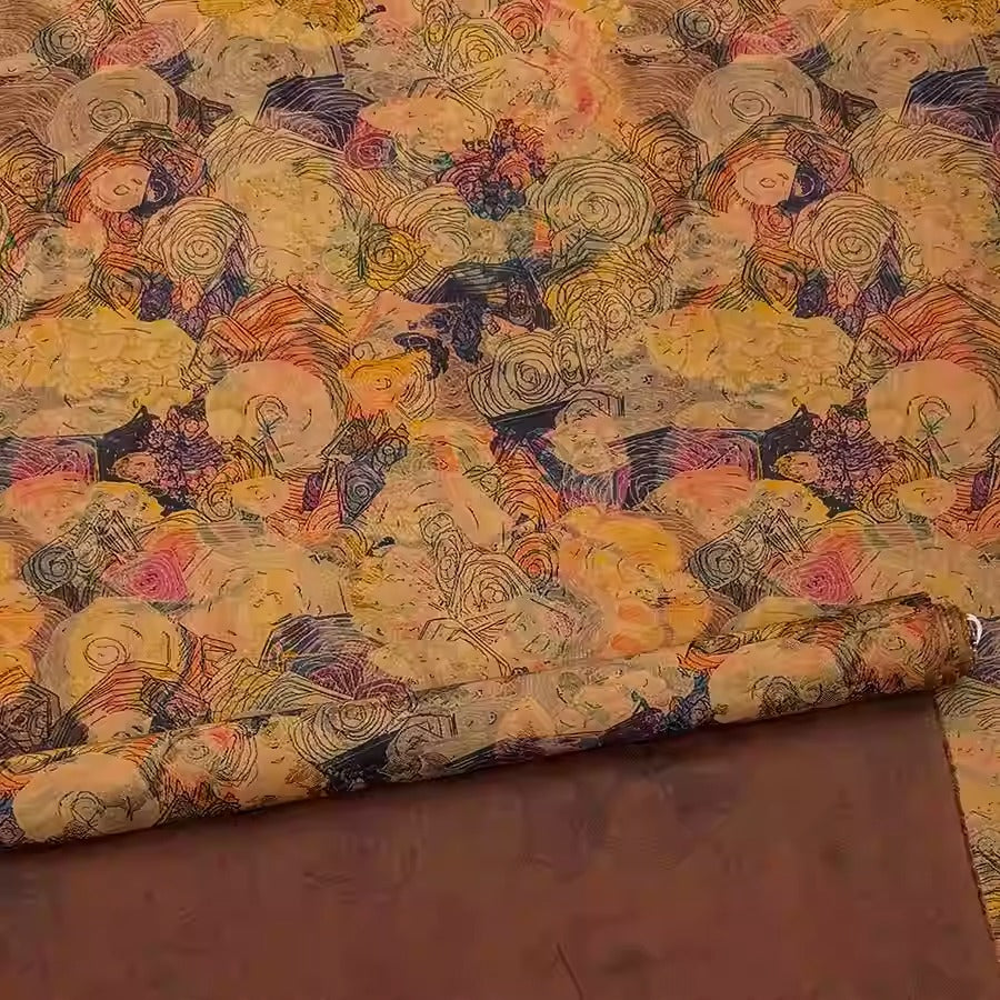 XYHYS 幽蓝牡丹- Jacquard HUALUO Hongyunsha silk fabric, 25 momme openwork texthture, 110cm by e Yard