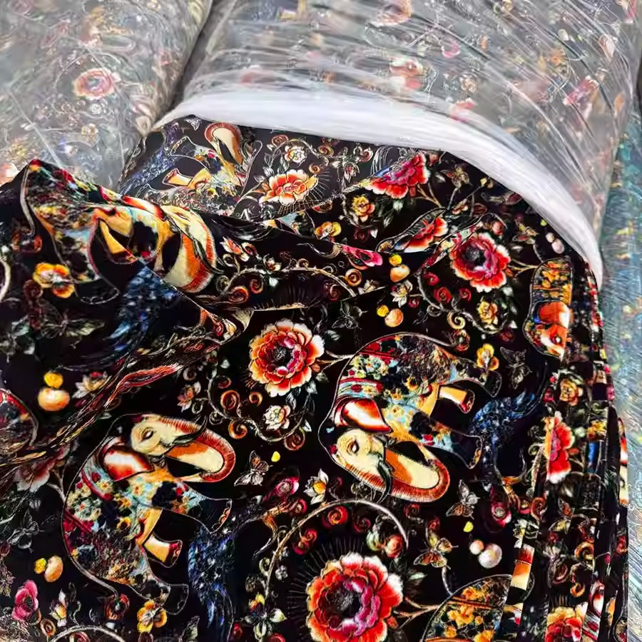 XYYHSR037 - Print Silk Velvet Fabric, 140cm wide by the Yard