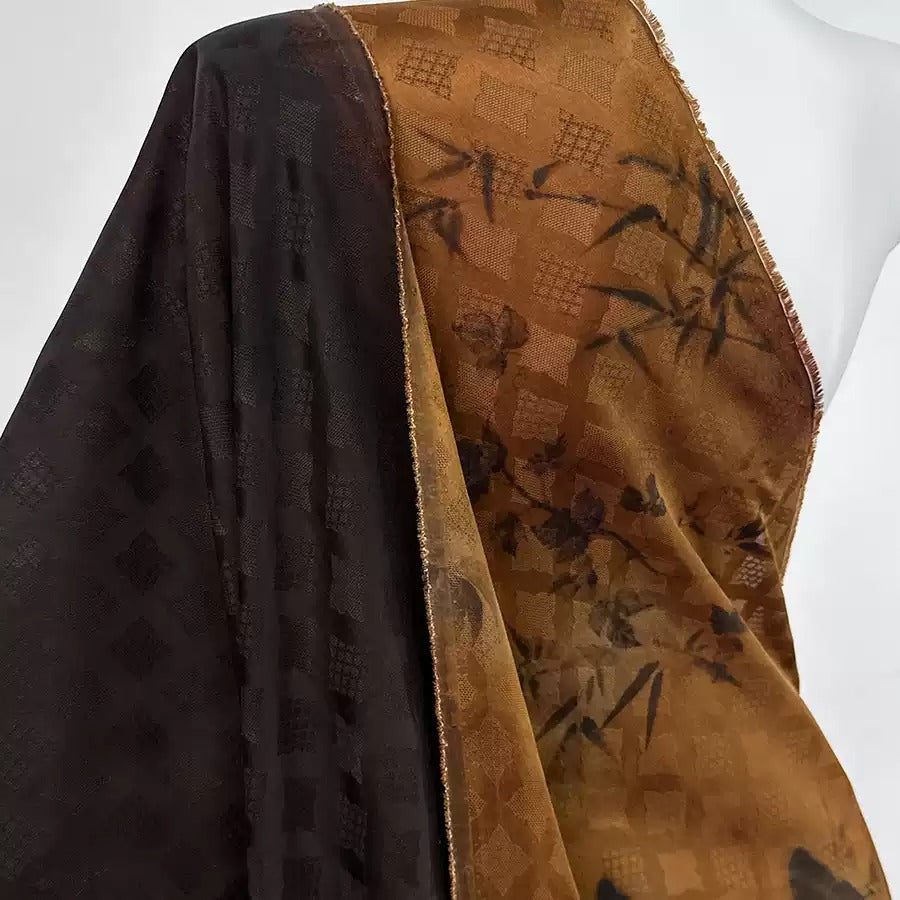 竹蝶 Mud Silk fabric, Jacquard HUALUO, 25 momme 110cm wide by the Yard