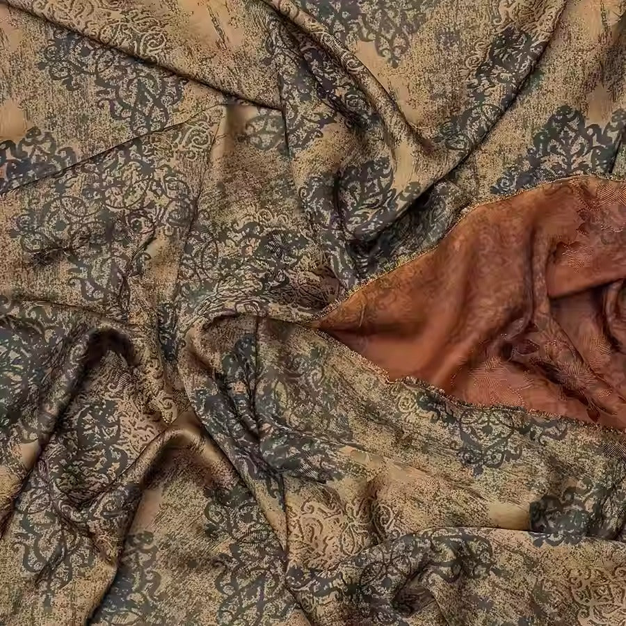 XYHYS 青铜栏杆纹- Jacquard HUALUO Hongyunsha silk fabric, 25 momme openwork texthture, 110cm by e Yard