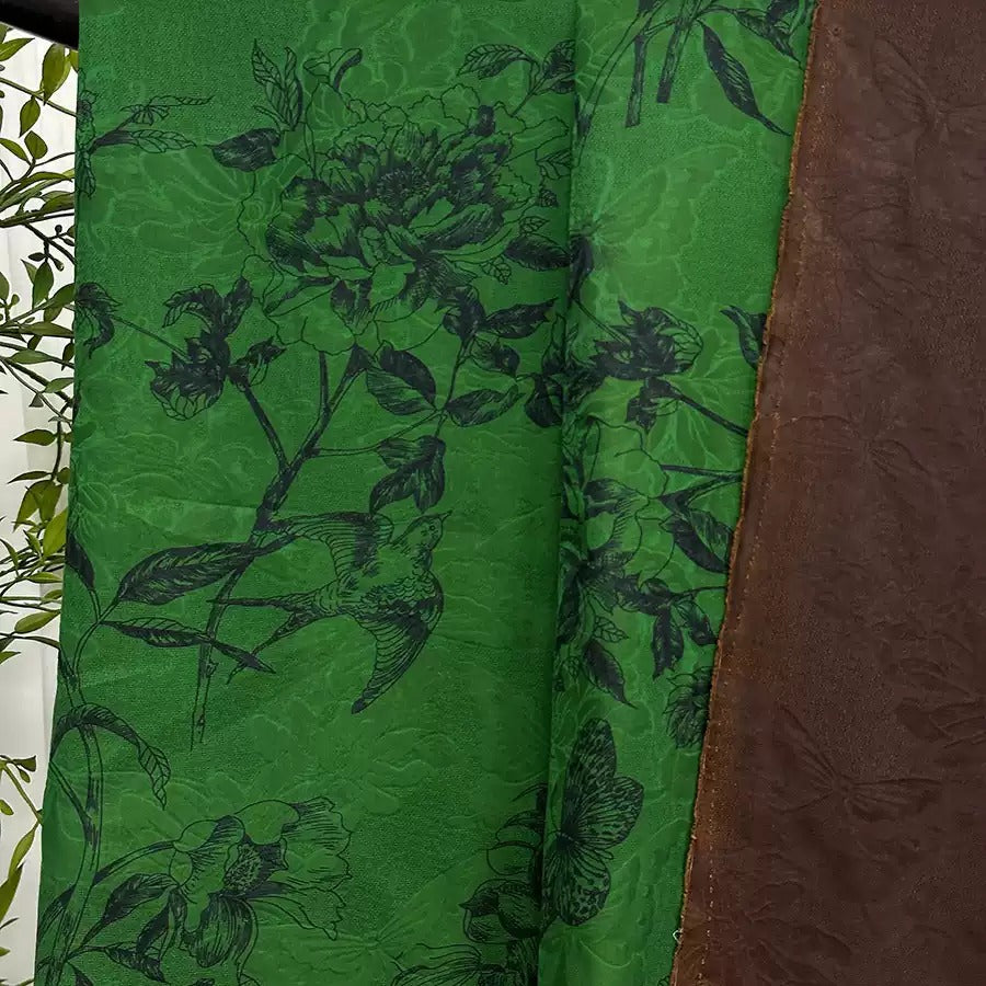 XYDQK - Plant dyed HongYunSha Silk fabric, Openwork HUALUO, 25 momme 110cm wide by the Yard