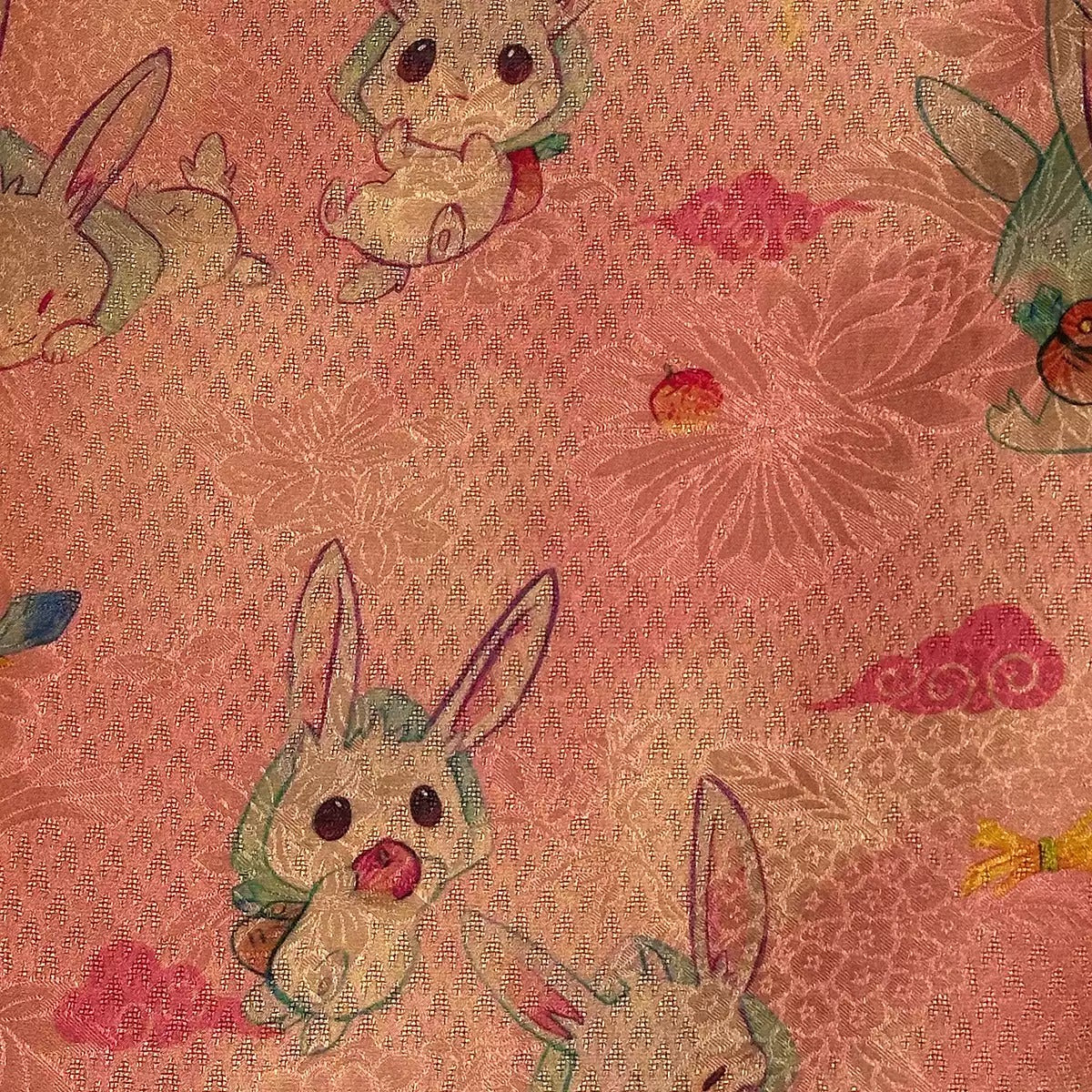 XYSFXT - Plant dyed HongYunSha Silk fabric, Openwork HUALUO, 25 momme 110cm wide by the Yard