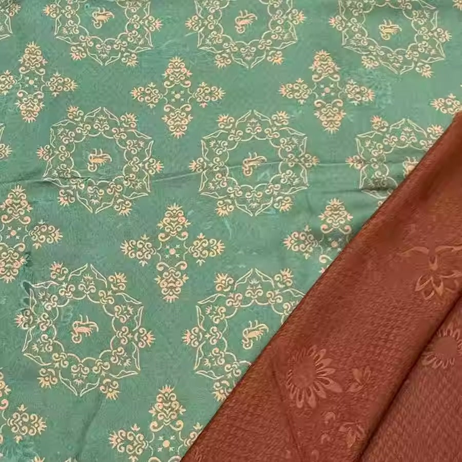 XYHYS 天鹅盘- Jacquard HUALUO Hongyunsha silk fabric, 25 momme openwork texthture, 110cm by e Yard