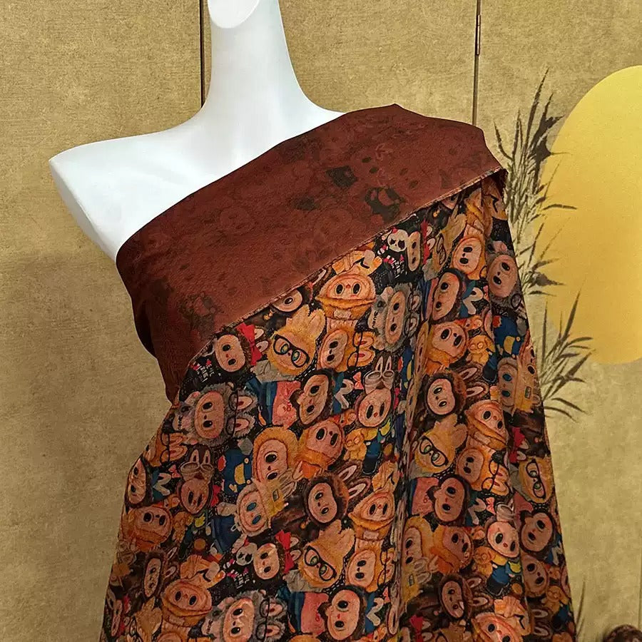 XYLBB - Plant dyed HongYunSha Silk fabric, Openwork HUALUO, 26 momme 110cm wide by the Yard