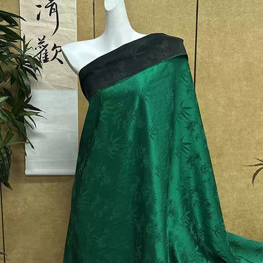 绿色竹叶 Mud Silk fabric, Jacquard HUALUO, 25 momme 110cm wide by the Yard