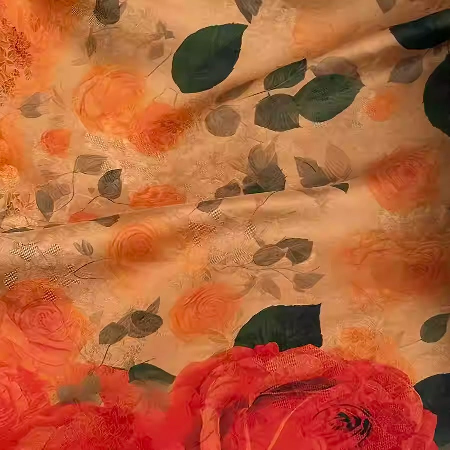 XYHYS 玫瑰- Jacquard HUALUO Hongyunsha silk fabric, 25 momme openwork texture, 110cm by the Yard