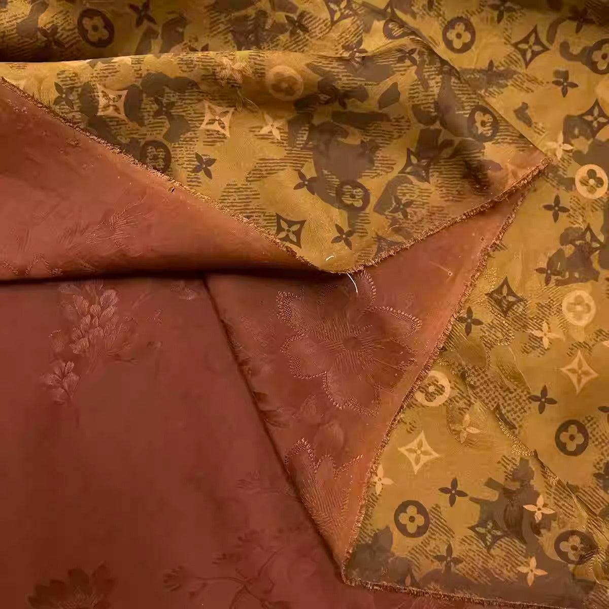 XYHYS 老花- Jacquard HUALUO Hongyunsha silk fabric, 26 momme openwork texture, 110cm by the Yard