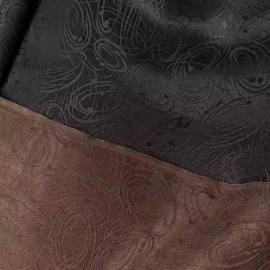 XYHYS 黑色抽象图- Jacquard HUALUO Hongyunsha silk fabric, 25 momme openwork texthture, 110cm by e Yard