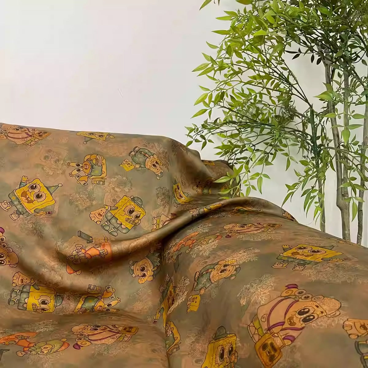 XYHYS 海绵宝宝- Jacquard HUALUO Hongyunsha silk fabric, 26 momme openwork texture, 110cm by the Yard