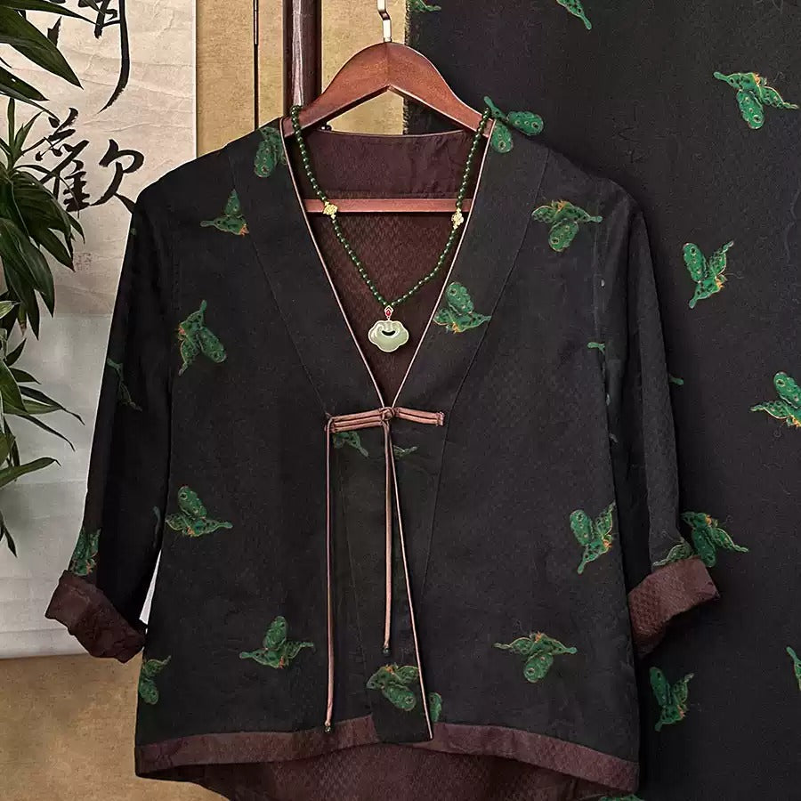 XYLHD - Plant dyed HongYunSha Silk fabric, Openwork HUALUO, 26 momme 110cm wide by the Yard