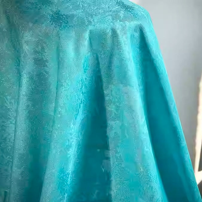 XYLN026 - Leno silk fabric, Gold weave, Blue Metalic, 114cm wide by the yard