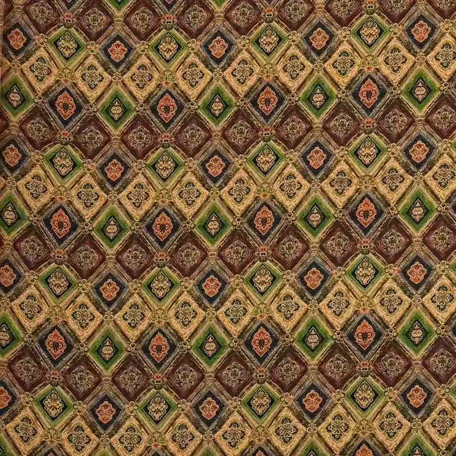 XYHYS 格子- Jacquard HUALUO Hongyunsha silk fabric, 25 momme openwork texthture, 110cm by e Yard