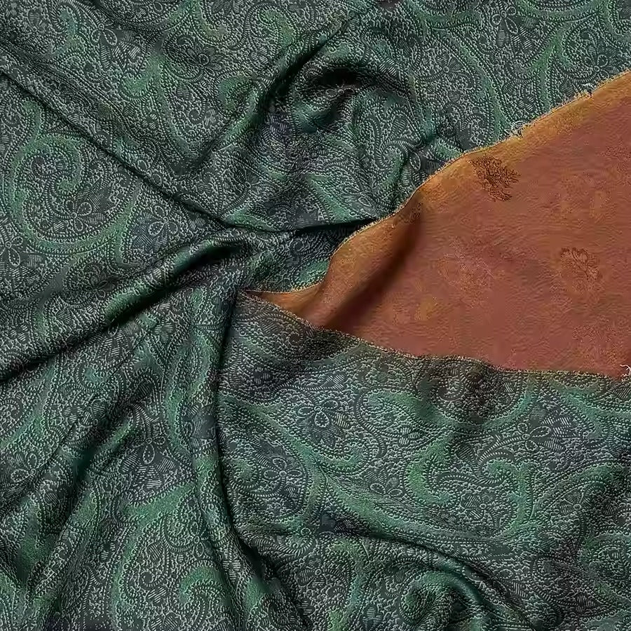 XYHYS 绿色藤条- Jacquard HUALUO Hongyunsha silk fabric, 25 momme openwork texthture, 110cm by e Yard
