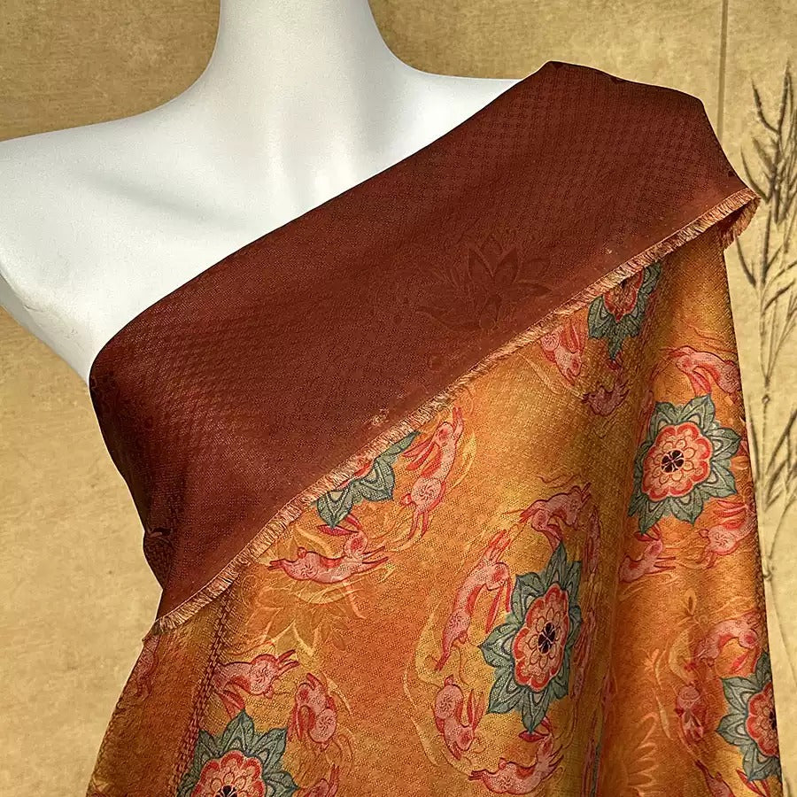 XYDHFT - Plant dyed HongYunSha Silk fabric, Openwork HUALUO, 25 momme 110cm wide by the Yard