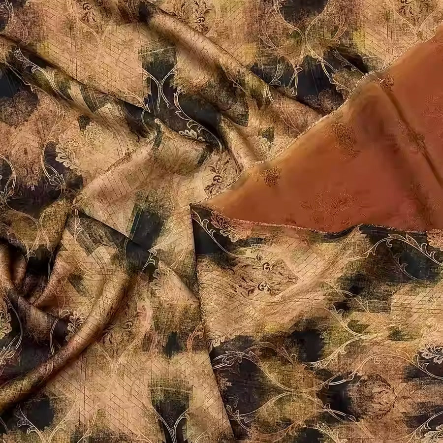 XYHYS 波浪乱纹- Jacquard HUALUO Hongyunsha silk fabric, 25 momme openwork texthture, 110cm by e Yard