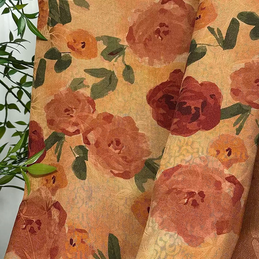 XYJSHA - Plant dyed HongYunSha Silk fabric, Openwork HUALUO, 25 momme 110cm wide by the Yard