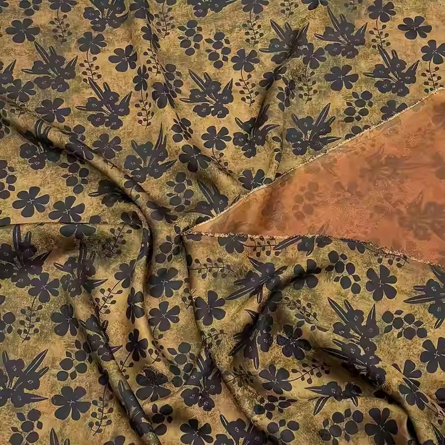 XYHYS 雅韵墨香- Jacquard HUALUO Hongyunsha silk fabric, 25 momme openwork texthture, 110cm by e Yard