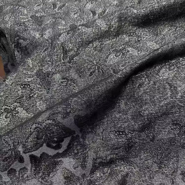 XYLN035 - Leno silk fabric, Gold weave Yarn-dyed, black butterfly , 25 momme 114cm wide by the yard