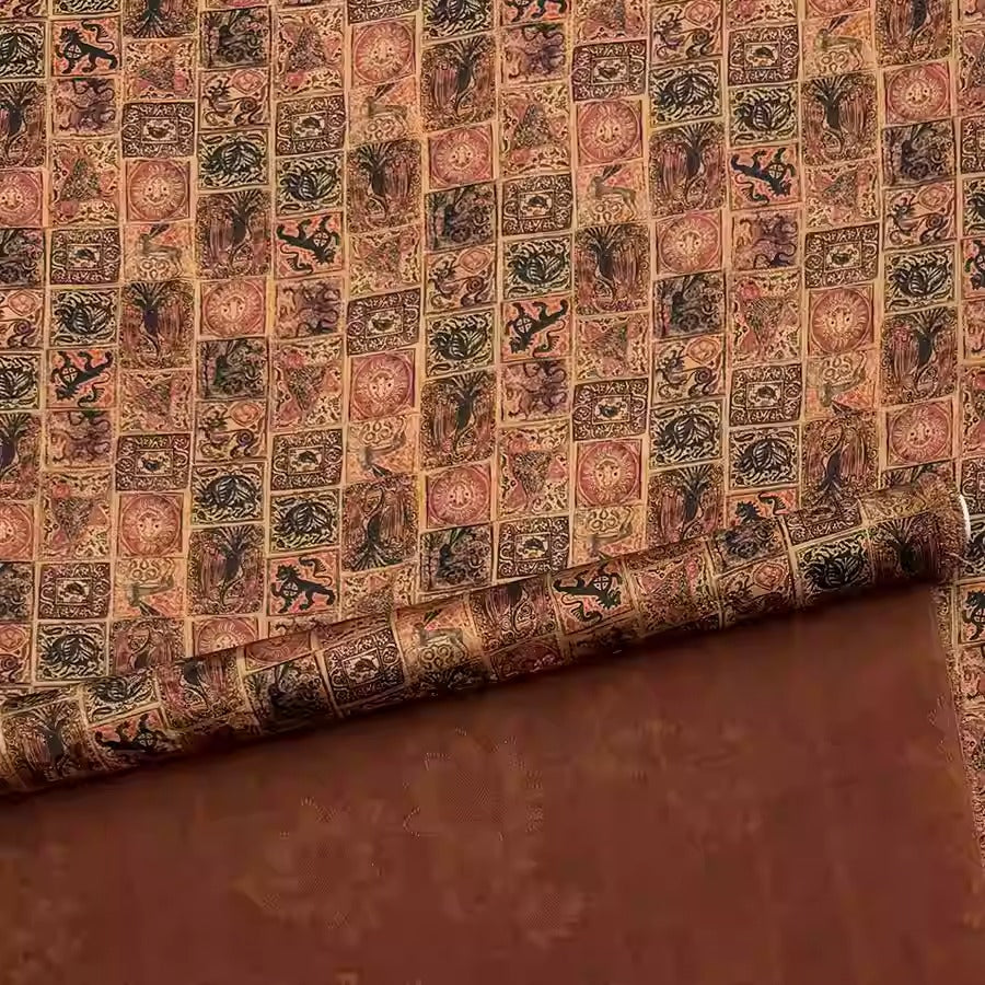XYHYS 动物格子- Jacquard HUALUO Hongyunsha silk fabric, 25 momme openwork texthture, 110cm by e Yard