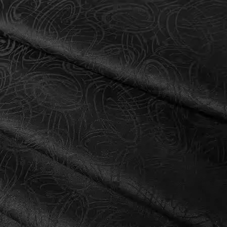 XYHYS 黑色抽象图- Jacquard HUALUO Hongyunsha silk fabric, 25 momme openwork texthture, 110cm by e Yard