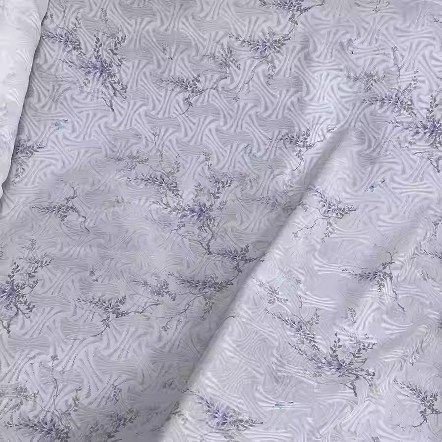 XYLN047 - Leno silk fabric with beautiful prints, wisteria, 114cm wide by the yard
