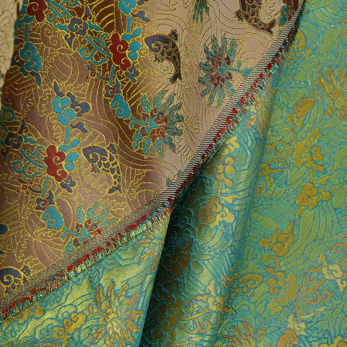 XYLDXSJ 金鱼闹春 - Gilt-Thread Song Brocade 织金宋锦, 38 momme 140cm wide by the yard