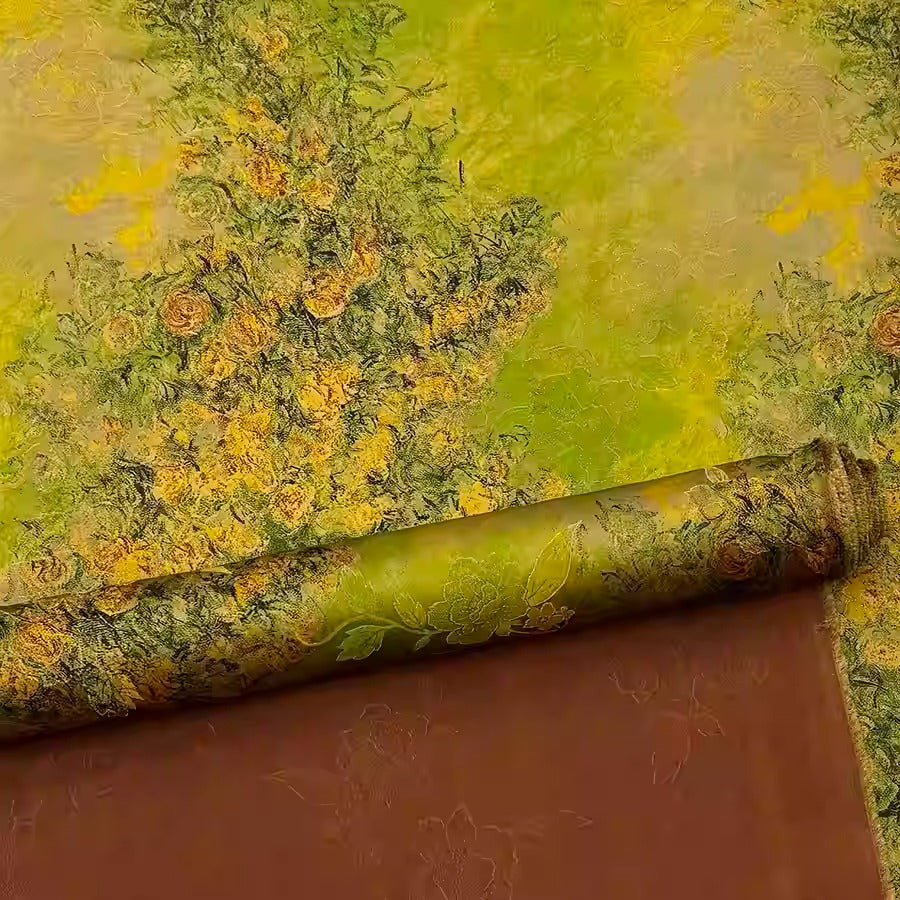XYHYS 蓝橙金韵- Jacquard HUALUO Hongyunsha silk fabric, 25 momme openwork texthture, 110cm by e Yard