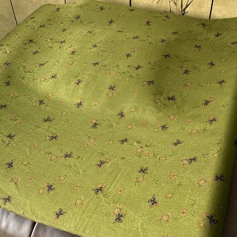 XYLDHD - Plant dyed HongYunSha Silk fabric, Openwork HUALUO, 26 momme 110cm wide by the Yard