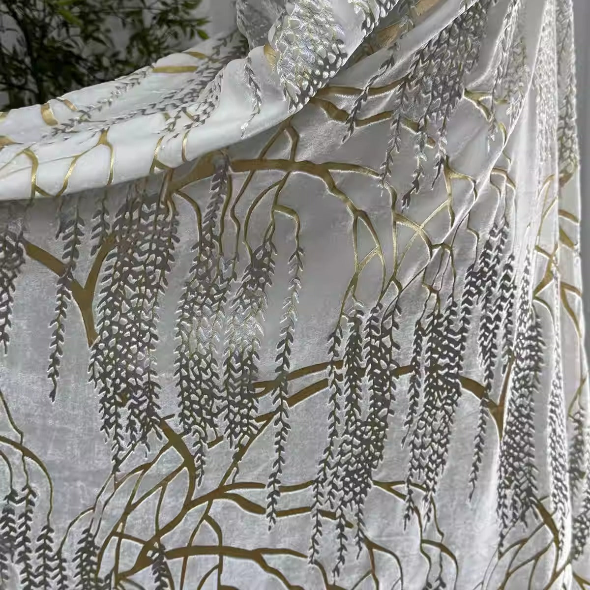 XYYHSR057 - Jacquard Silk Velvet Fabric, 140cm wide by the Yard