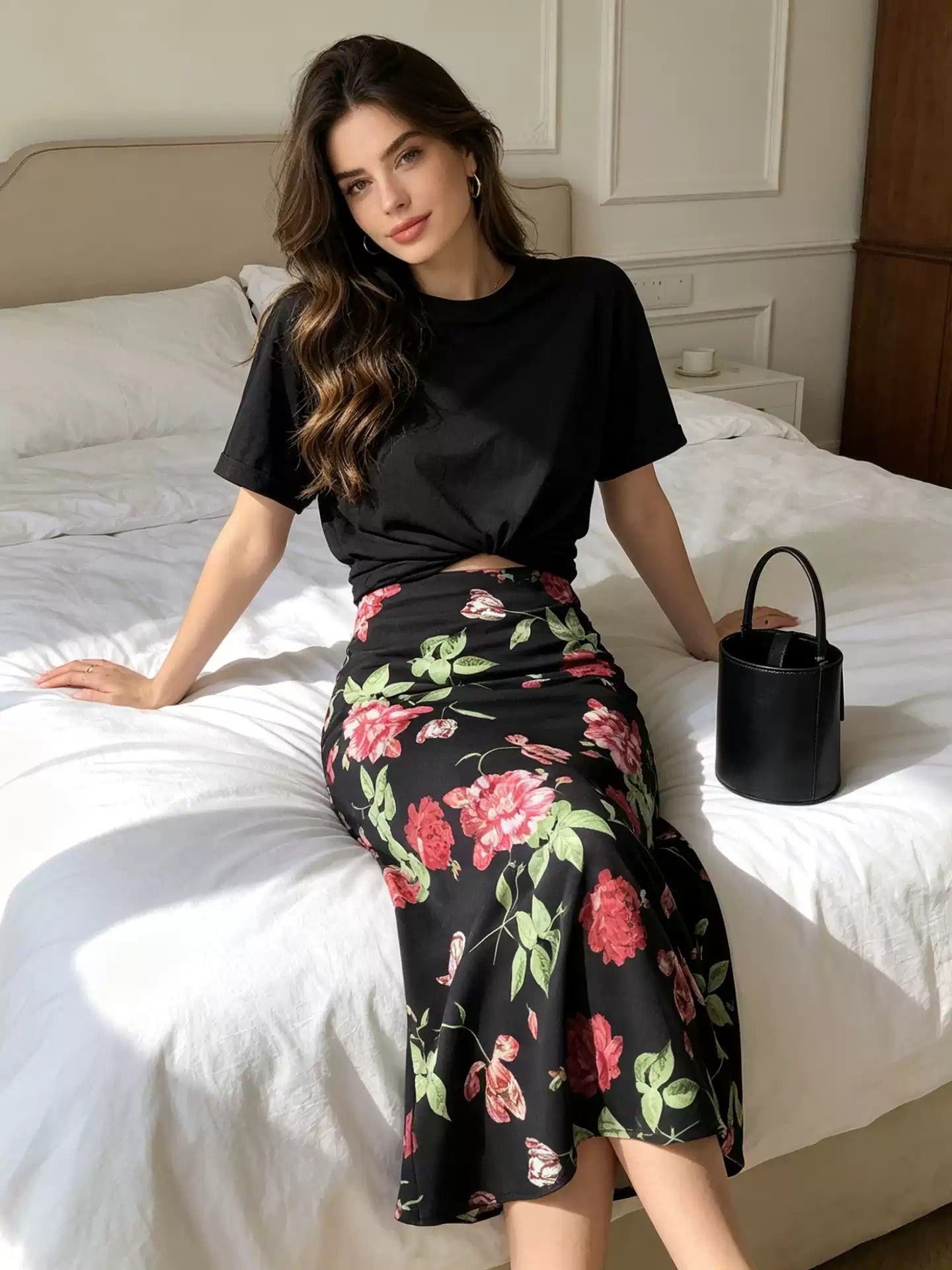 ROSES - 100% Mulberry Silk Skirt