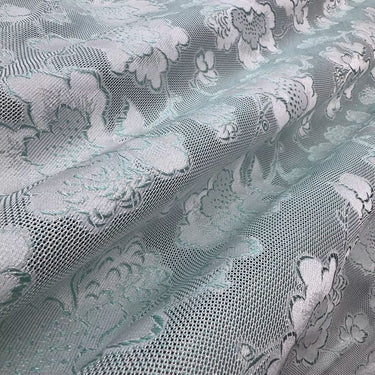 李德喜。四经八纬色织罗XYLN011 - Leno silk fabric, light blue peony , 25 momme 114cm wide by the yard