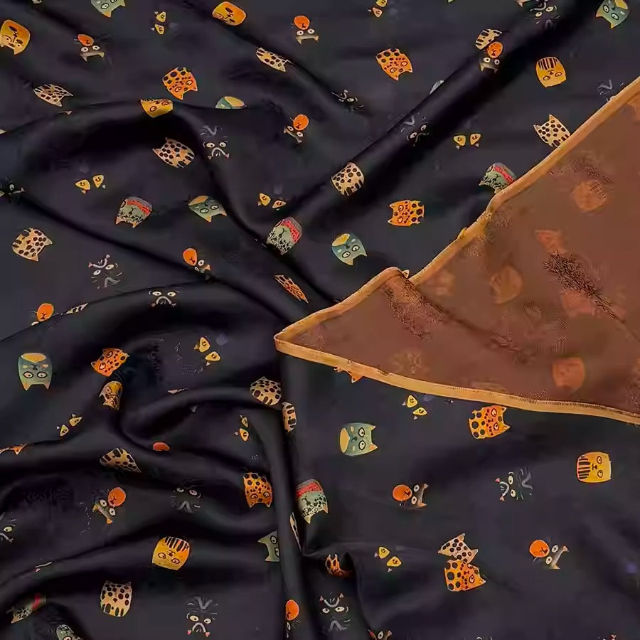 XYHYS 卡通动物- Jacquard HUALUO Hongyunsha silk fabric, 25 momme openwork texthture, 110cm by e Yard