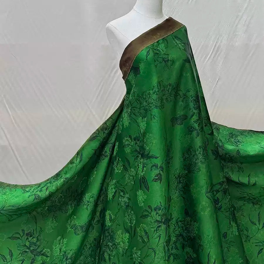 XYDQK - Plant dyed HongYunSha Silk fabric, Openwork HUALUO, 25 momme 110cm wide by the Yard