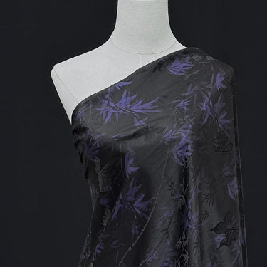 鎏金·蝴蝶紫竹 Mud Silk fabric, Jacquard HUALUO, 25 momme 110cm wide by the Yard