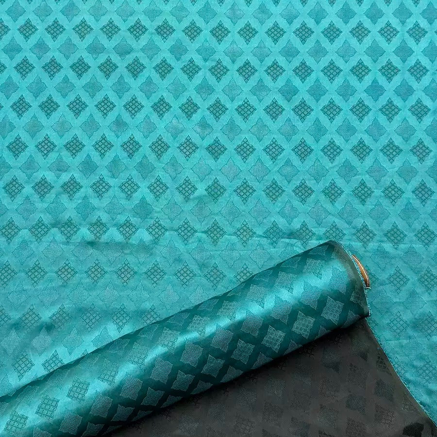 蓝 Mud Silk fabric, Jacquard HUALUO, 25 momme 110cm wide by the Yard
