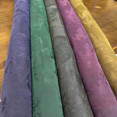 团花 Mud Silk fabric, Jacquard HUALUO, 26 momme 110cm wide by the Yard