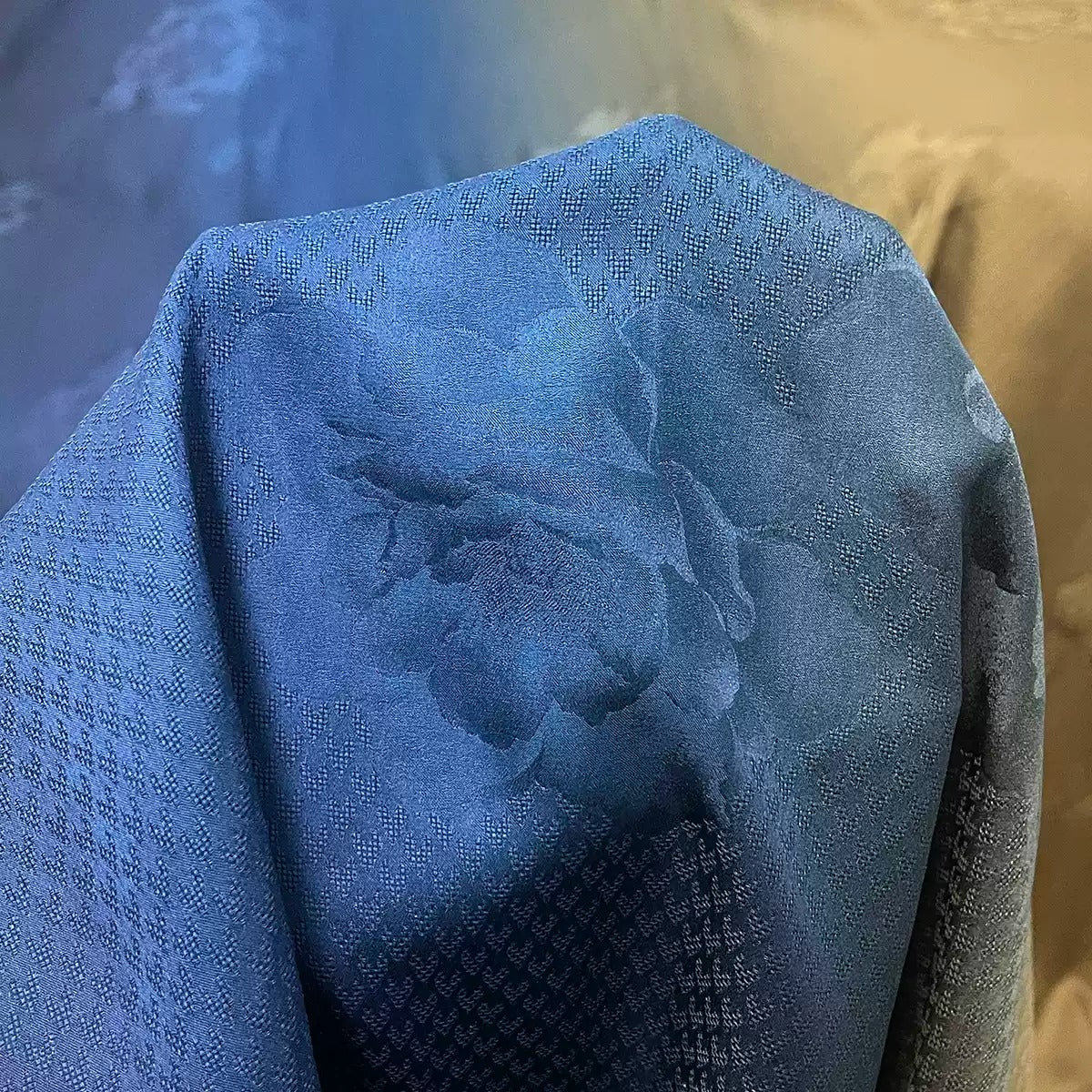 XYQLJB - Plant dyed HongYunSha Silk fabric, Openwork HUALUO, 25 momme 110cm wide by the Yard