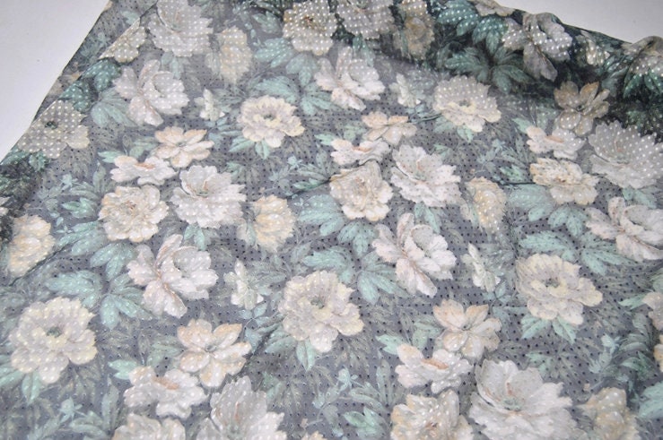 SUMUDAN - Beautiful Flowers Print Special Cut Flower Silk Burnout Fabric - 140cm wide by the Yard