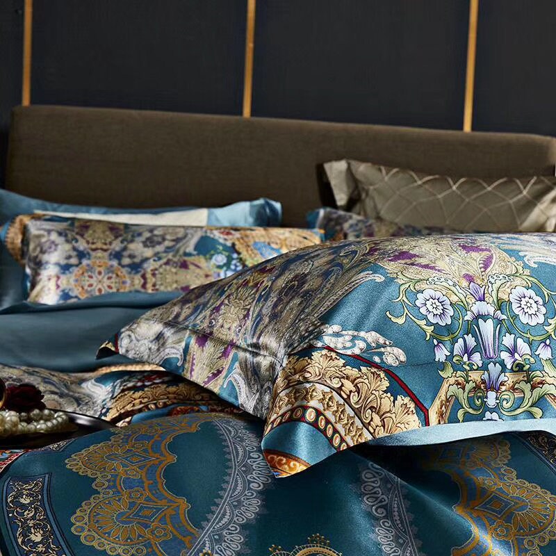 Diamond Blue - 16 Momme 100% Silk Bedding 4pcs Suite