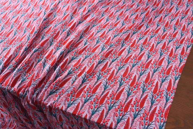 HUAN - 12 Momme Flower Print Silk Crepe de Chine Fabric 140cm wide by the Yard