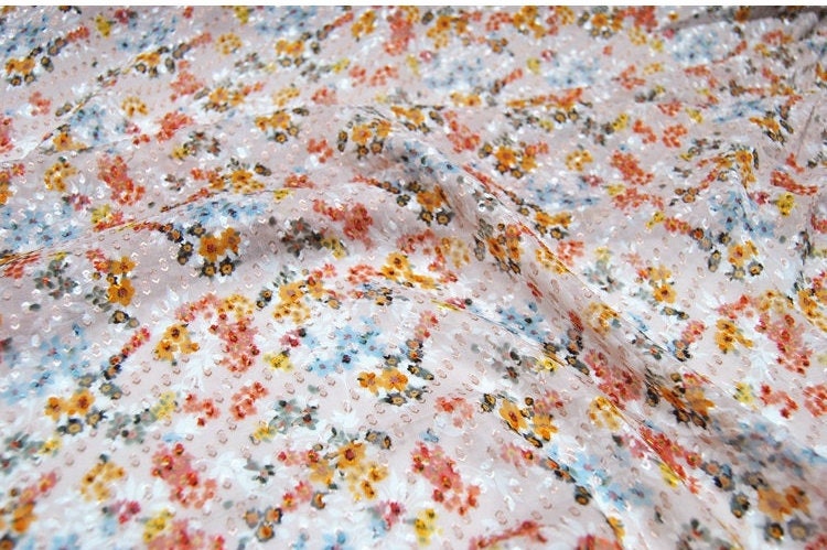 JFHXYXH - Beautiful Special Cut Flower Silk Burnout Fabric - 140cm wide by the Yard