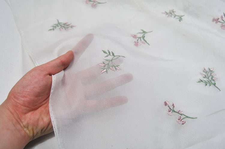 Little Flower Embroidered Silk Organza Fabric/53"/135cm/For Bridal Wedding Dress/Evening Dress/Blouse/Dresses/Long Skirts/tutu/By the Yard