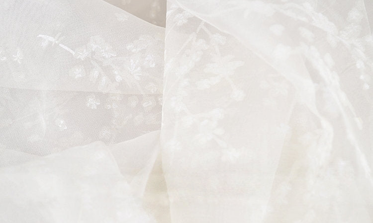 PLUM - 6 Momme White plum Silk Organza Fabric - 138cm by the Yard