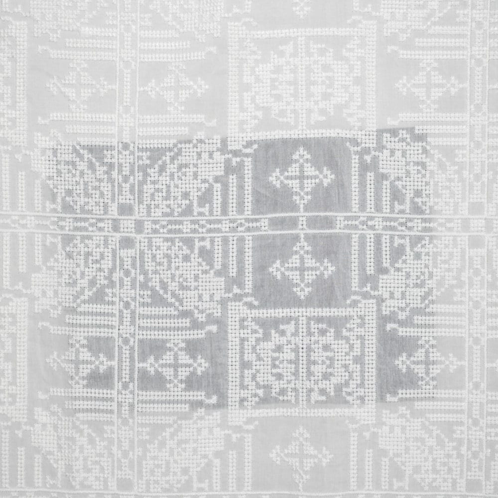 SHIZIXIU - Vintage Cross-Stitched Embroidered Silk Cotton Fabric - 135cm wide by the Yard