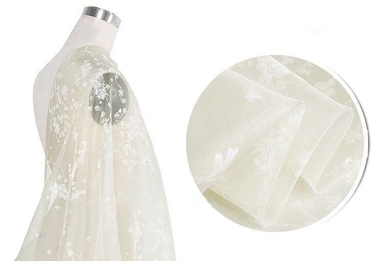 PLUM - 6 Momme White plum Silk Organza Fabric - 138cm by the Yard