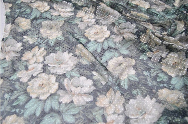 SUMUDAN - Beautiful Flowers Print Special Cut Flower Silk Burnout Fabric - 140cm wide by the Yard