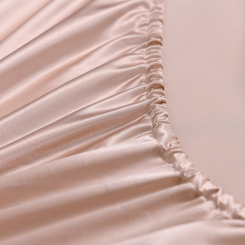 Fitted Silk Sheet Set - 19 Momme 100% Silk Bedding available in 5 Solid Colors
